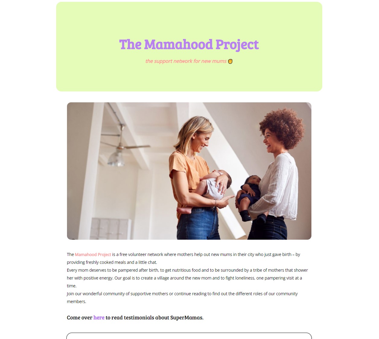 Mamahood page preview